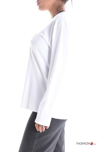 Maglietta a manica lunga in Cotone girocollo Fantasia animali con paillettes - ph 3