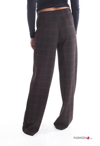 Pantalone lungo vita alta wide leg Fantasia quadrettata vichy con elastico - ph 2