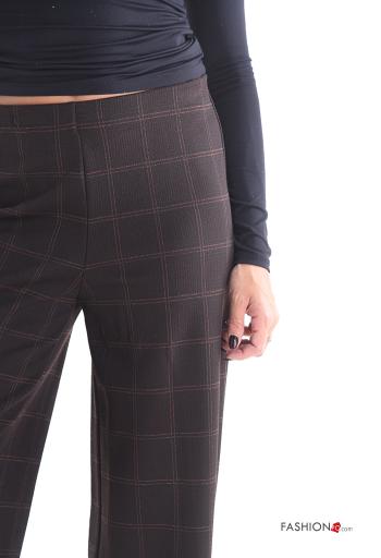 Pantalone lungo vita alta wide leg Fantasia quadrettata vichy con elastico - ph 4