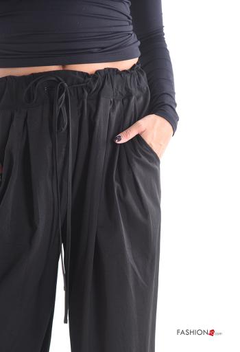 wide leg long Trousers with pockets with elastic - ph 4