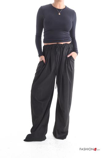 wide leg long Trousers with pockets with elastic - ph 5