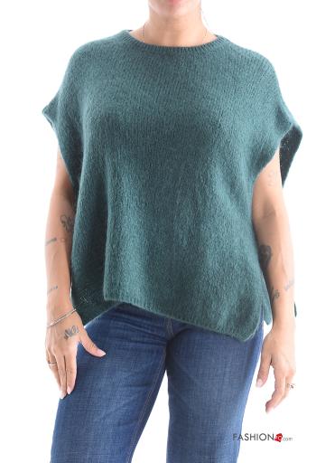 Maglione in Mohair maniche corte girocollo con nodo con spacco