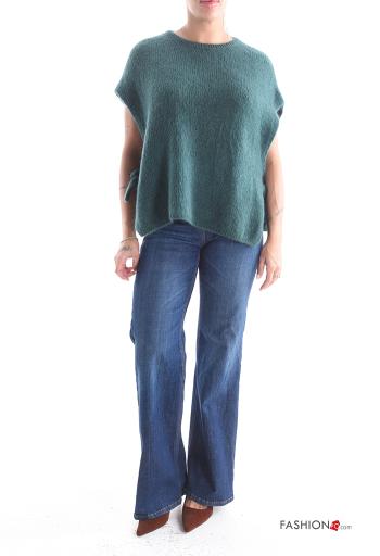 Maglione in Mohair maniche corte girocollo con nodo con spacco - ph 5