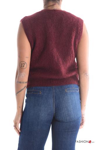 Cardigan in Mohair senza maniche scollo a V con bottoni con strass - ph 2