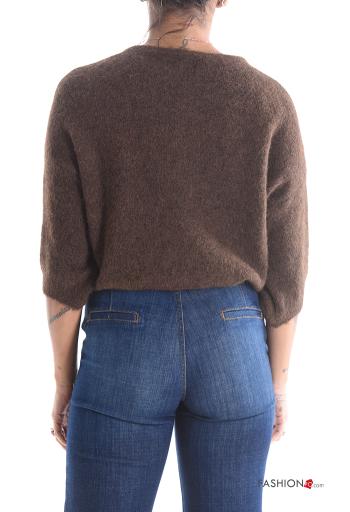 Cardigan girocollo con bottoni maniche a tre quarti - ph 2