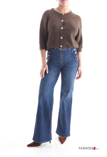 Cardigan girocollo con bottoni maniche a tre quarti - ph 5