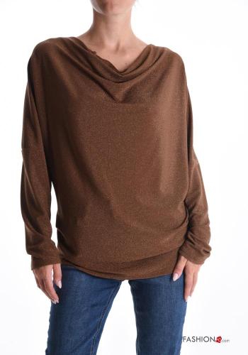 Lurex lange ärmel Bluse