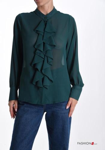 Camisa manga comprida chiffon com folhos com botões - ph 1