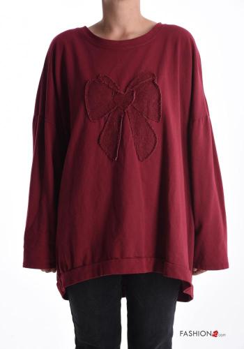 Camisola em Algodão oversize manga extra-longa gola redonda Padrão objetos