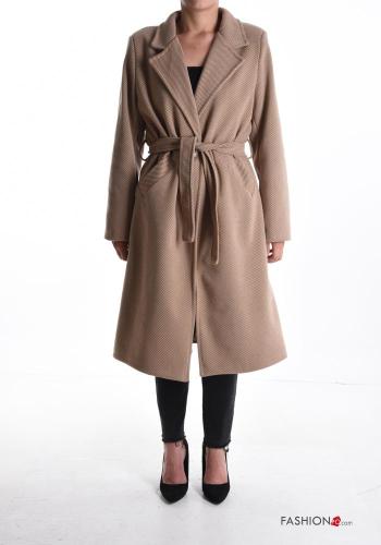 Cappotto con fodera con tasche con cintura con bottoni