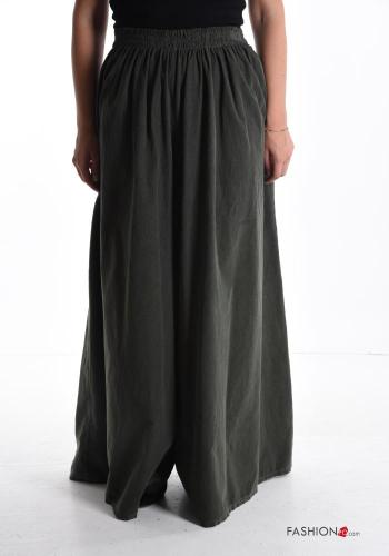 Samt wide leg Oversize Hose aus Baumwolle mit Taschen mit gummizug - ph 1
