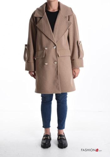 Cappotto doppio petto maniche lunghe con bottoni con fodera - ph 1