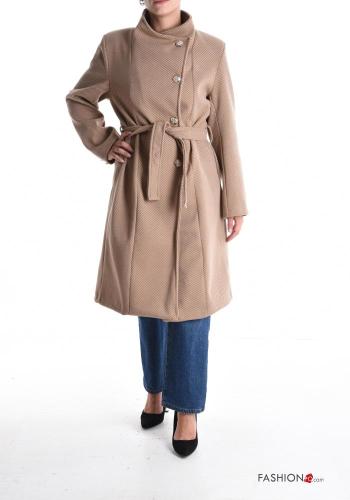 Manteau manches longues avec doublure à boutons avec ceinture en tissu - ph 1