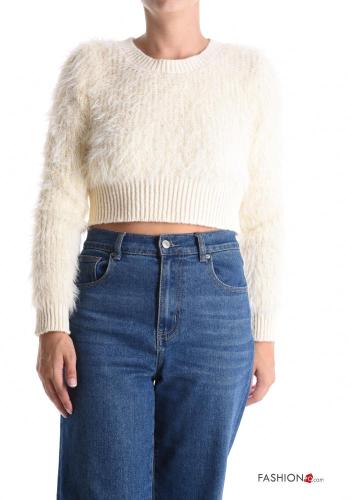 long sleeve crew neck mini Sweater with feathers - ph 1