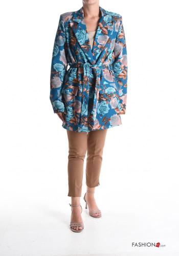 Floral long sleeve Jacket with lining with fabric belt - ph 1