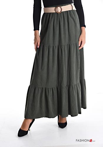 Longuette Cotton Skirt with belt with elastic with flounces - ph 1