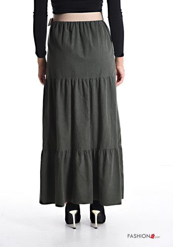 Longuette Cotton Skirt with belt with elastic with flounces - ph 2