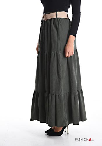 Longuette Cotton Skirt with belt with elastic with flounces - ph 3