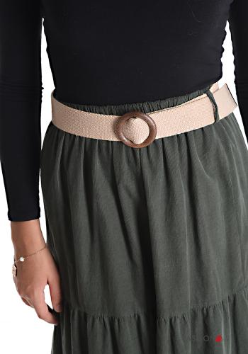 Longuette Cotton Skirt with belt with elastic with flounces - ph 4
