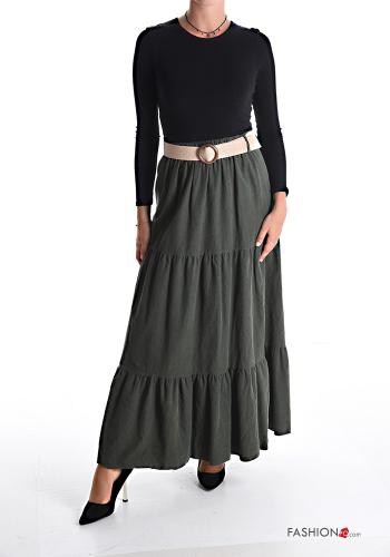 Longuette Cotton Skirt with belt with elastic with flounces - ph 5
