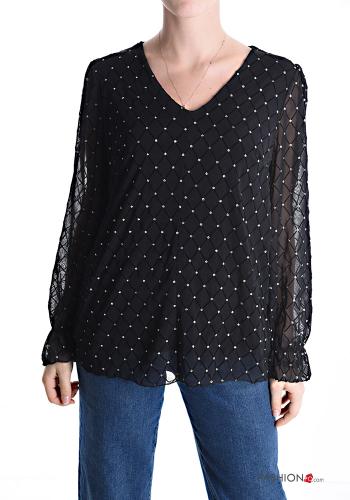 Blouse Imprimé à pois à col en V - ph 1