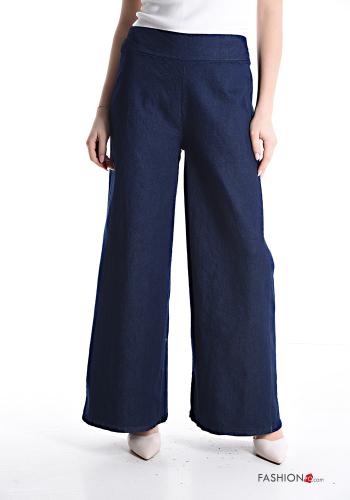 Denim wide leg Hose aus Baumwolle mit gummizug - ph 1