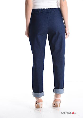 Denim Hose aus Baumwolle mit Taschen mit gummizug mit kordelzug - ph 2