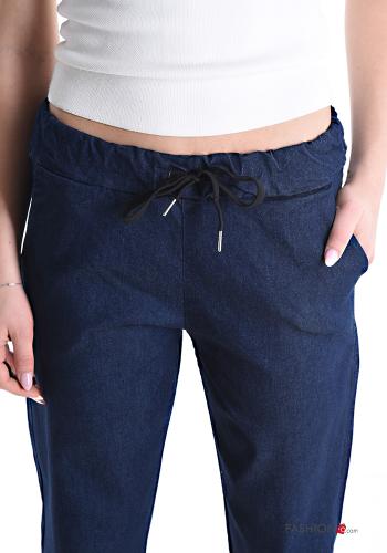 Denim Hose aus Baumwolle mit Taschen mit gummizug mit kordelzug - ph 4