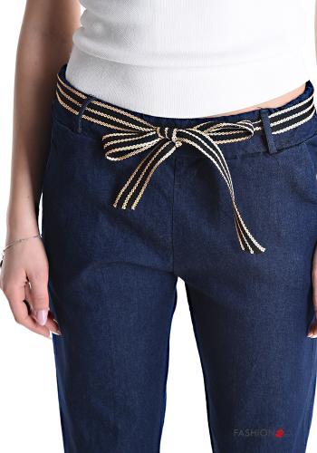 Pantalone in Cotone denim con tasche con cintura in stoffa - ph 4