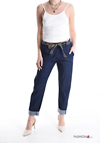 Pantalone in Cotone denim con tasche con cintura in stoffa - ph 5