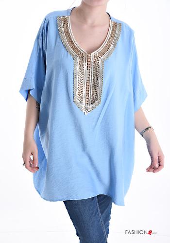 short sleeve Blouse with v-neck