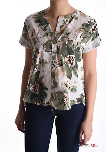 short sleeve Cotton Blouse with buttons