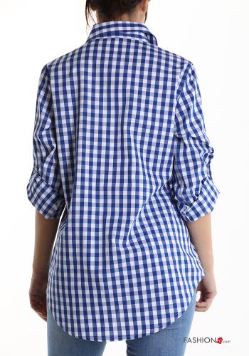 Camisa em Algodão Padrão Vichy com laço manga três quartos - ph 2