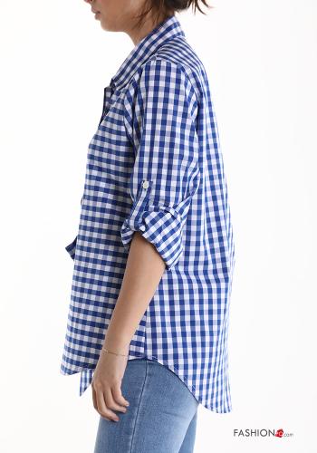 Camisa em Algodão Padrão Vichy com laço manga três quartos - ph 3