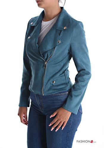 Wildleder Bikerjacke mit Reißverschluss - ph 3