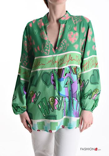 Blusa extra grande Diseño impreso con cuello en v - ph 1
