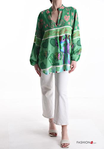 Blusa extra grande Diseño impreso con cuello en v - ph 5