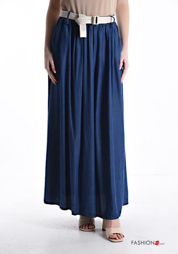 denim Longuette Skirt with belt with elastic