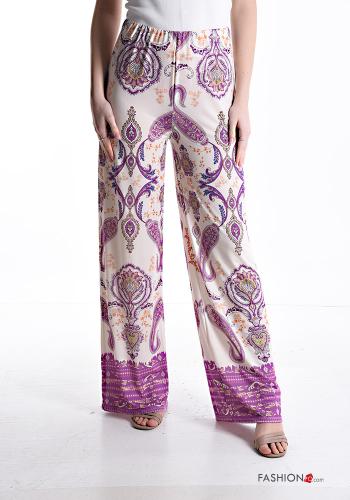 Paisley-print wide leg Trousers with elastic