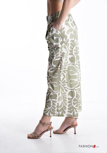 wide leg Cotton Trousers with pockets with elastic - ph 2