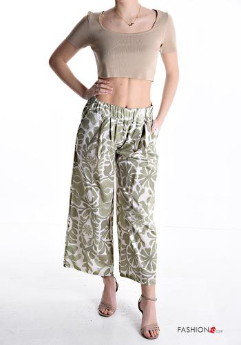 wide leg Cotton Trousers with pockets with elastic - ph 4