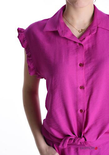 ruffle sleeve with collar mini Co-ord with buttons with pockets - ph 4