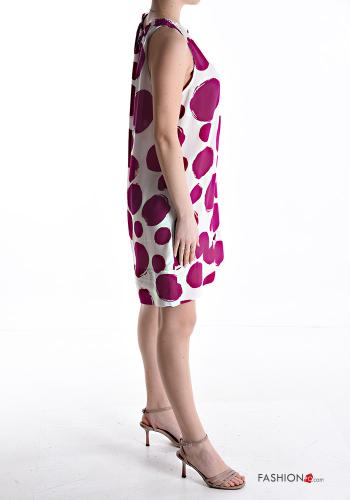 Polka-dot knee-length crew neck Dress with bow without lining - ph 3