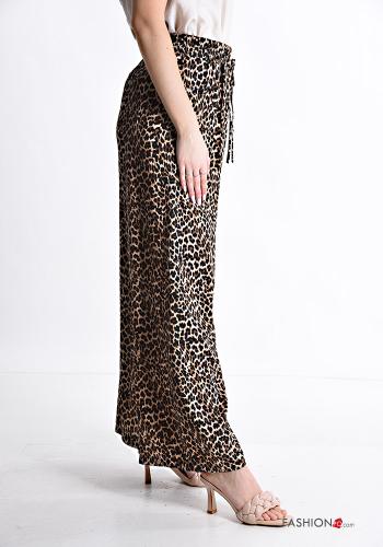 Pantalone wide leg Fantasia animalier con elastico - ph 3