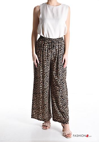Pantalone wide leg Fantasia animalier con elastico - ph 5