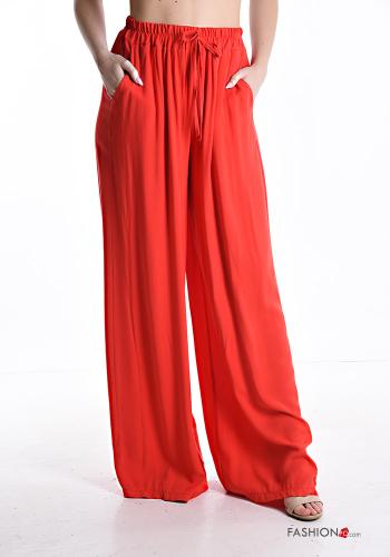 Calças wide leg longo com bolsos com elástico - ph 1