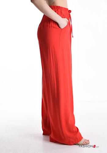 Calças wide leg longo com bolsos com elástico - ph 3