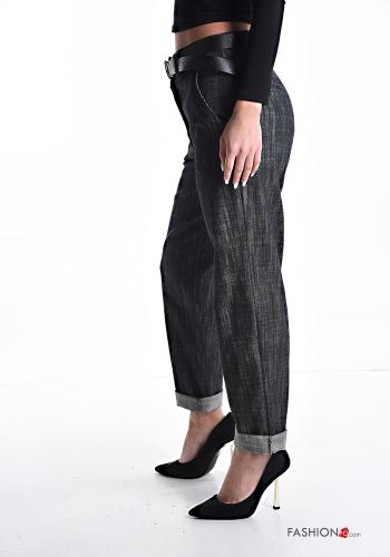 Cotton Jeans with belt with pockets - ph 3