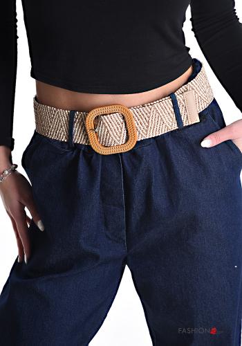 Jeans aus Baumwolle mit Gürtel mit gummizug mit Taschen - ph 4