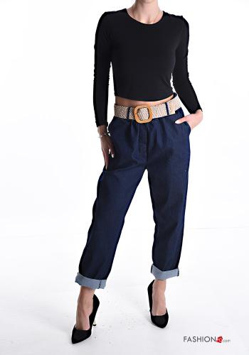 Jeans aus Baumwolle mit Gürtel mit gummizug mit Taschen - ph 5